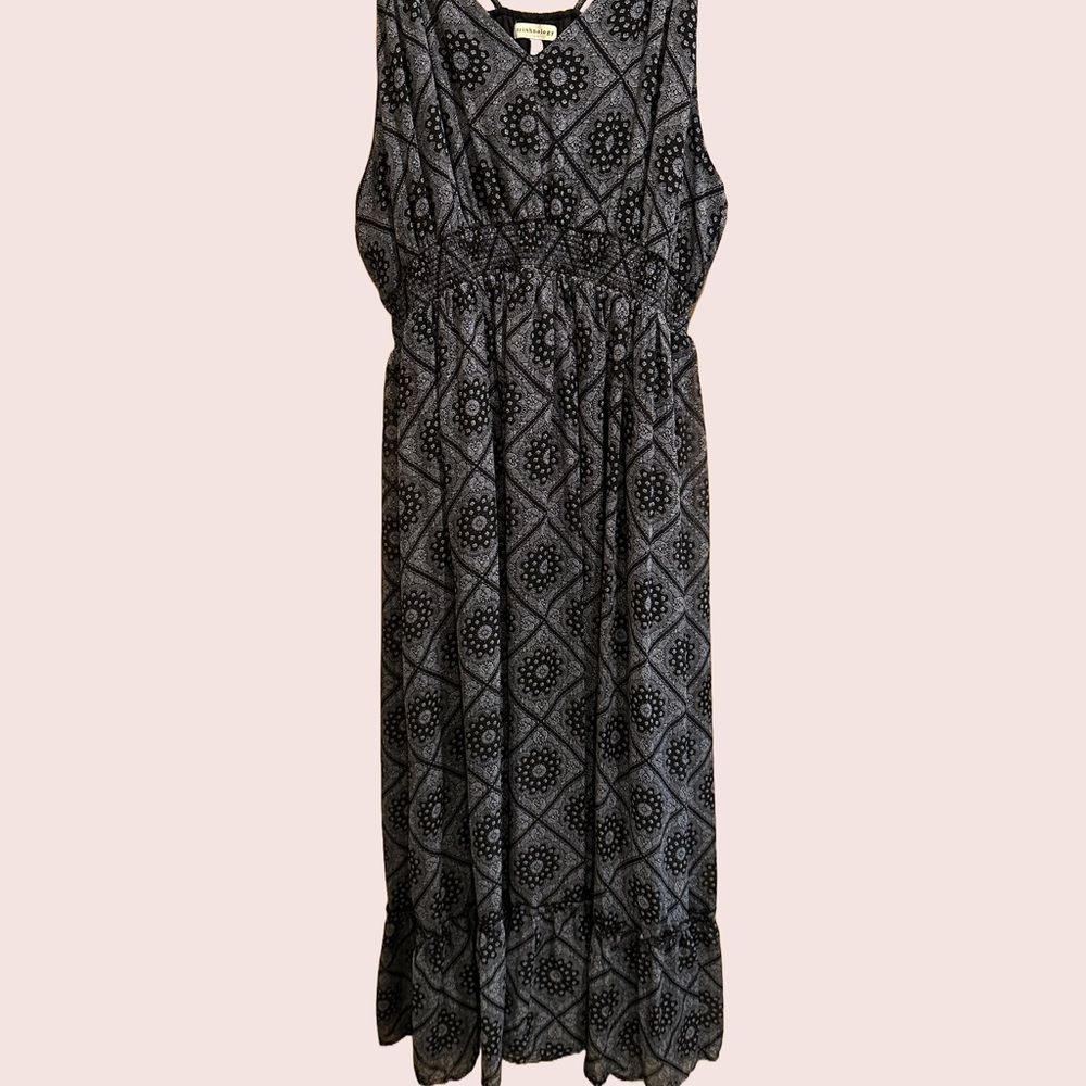 Anthropologie Black Patterned Dress